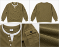 Uniqlo olivengrøn henley med ærmelomme