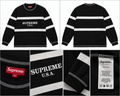 Supreme sort og hvid stribet longsleeve
