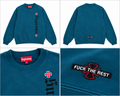 Supreme petrolblå sweatshirt med lodret logo
