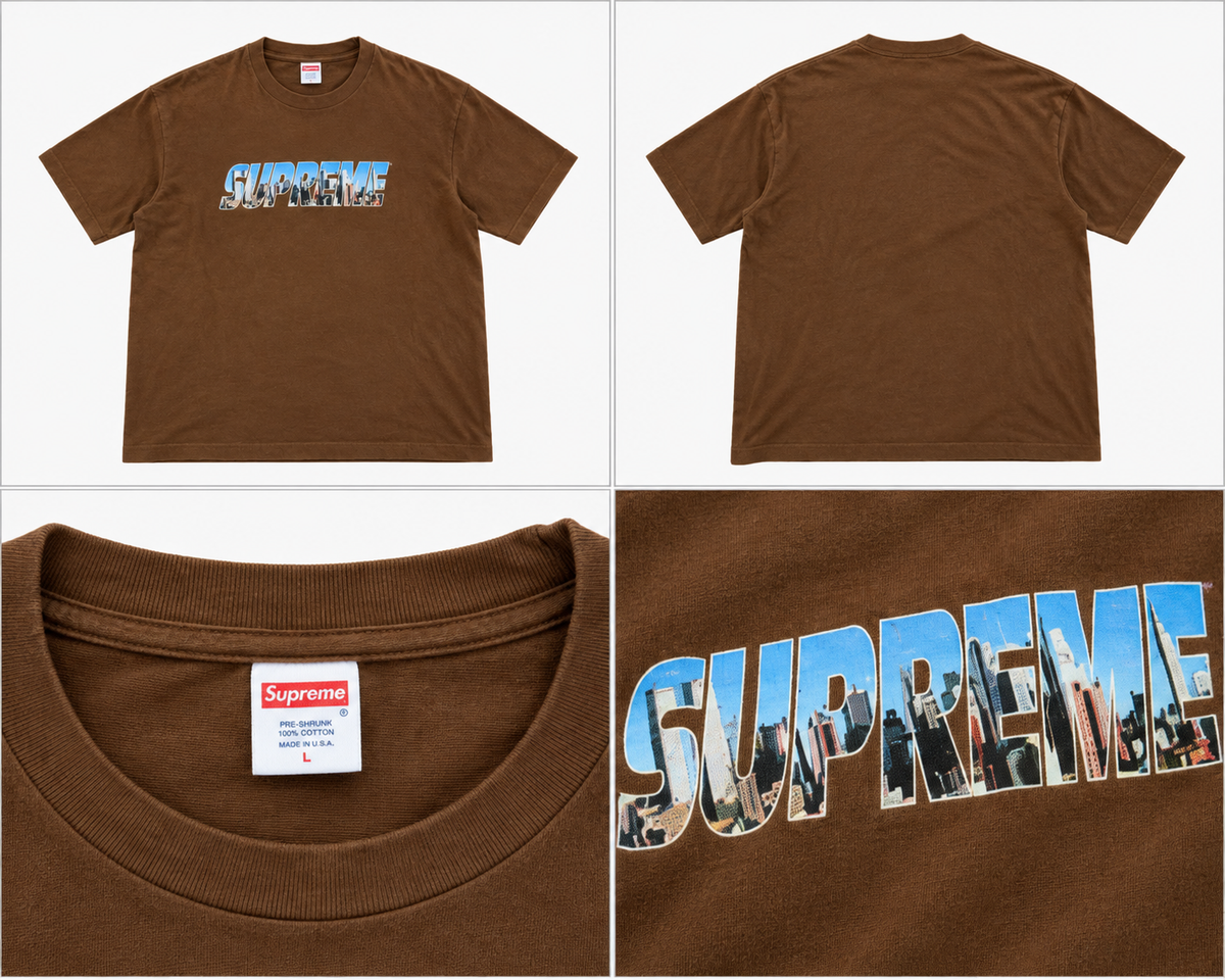 Supreme brun T-shirt med byprint