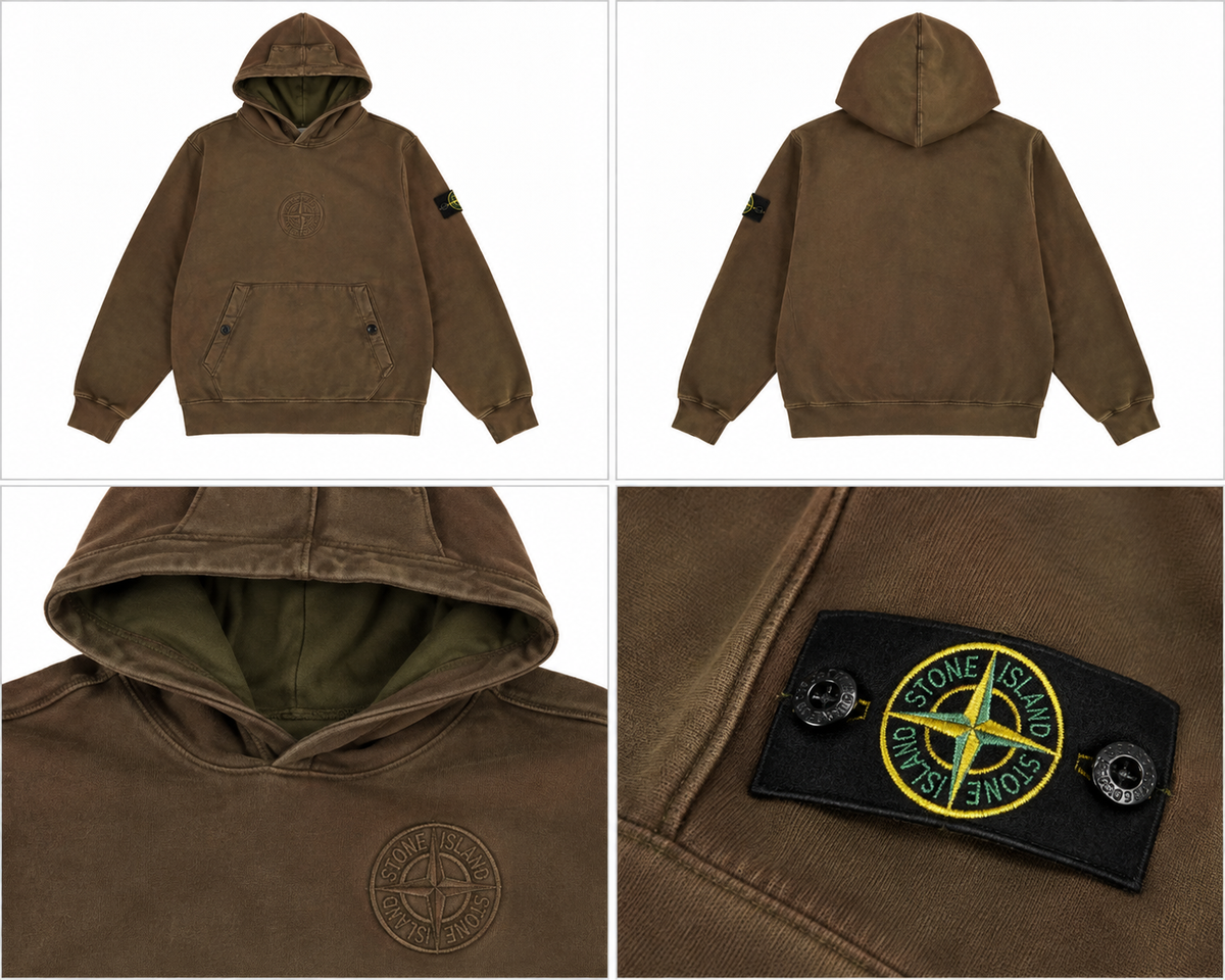 Stone Island olivenbrun hoodie