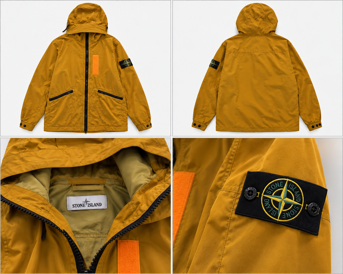 Stone Island sennepsgul jakke med hætte