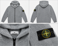 Stone Island grå strikket zip-hoodie