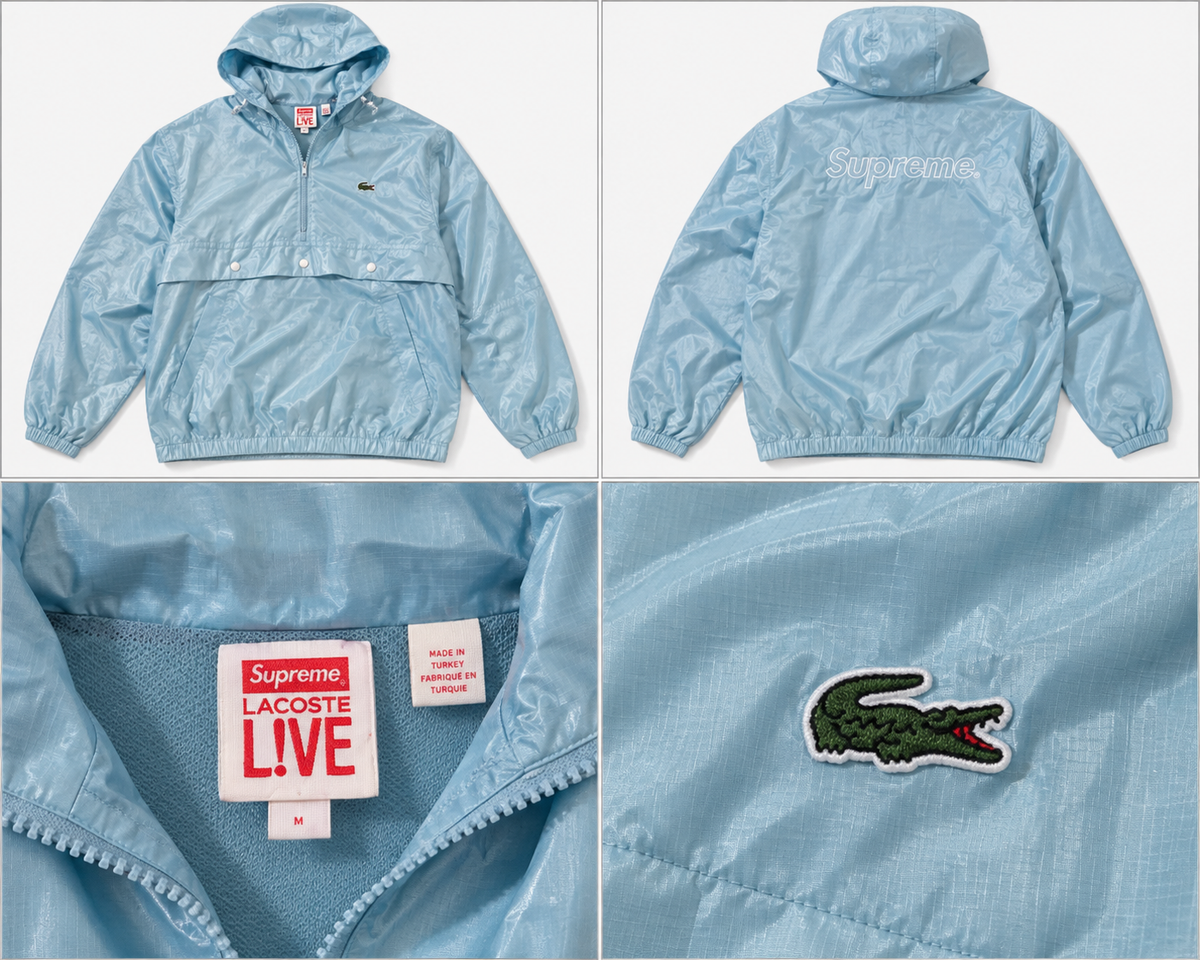 Supreme Lacoste lyseblå anorak
