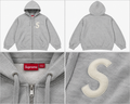 Supreme lysegrå zip-hoodie med S-logo