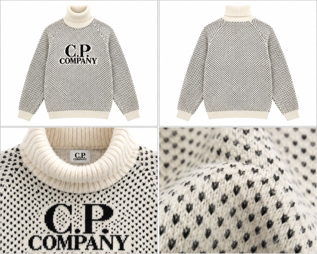 C.P. Company creme-sort rullekravestrik