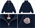 Moncler marineblå ribstrik med half-zip