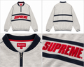 Supreme lysegrå half-zip med rødt logo