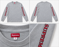 Supreme grå longsleeve med rødt ærmeprint