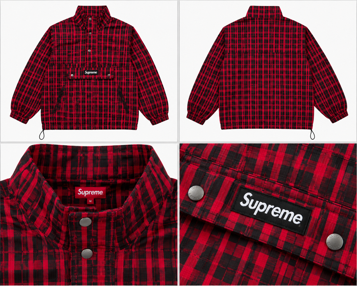 Supreme rød-sort ternet anorak