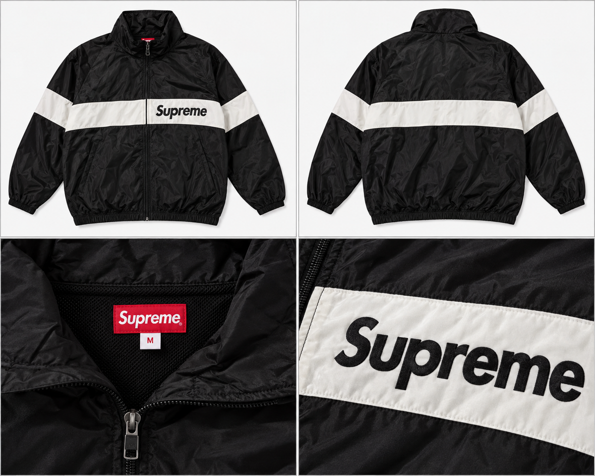 Supreme sort-hvid trackjakke