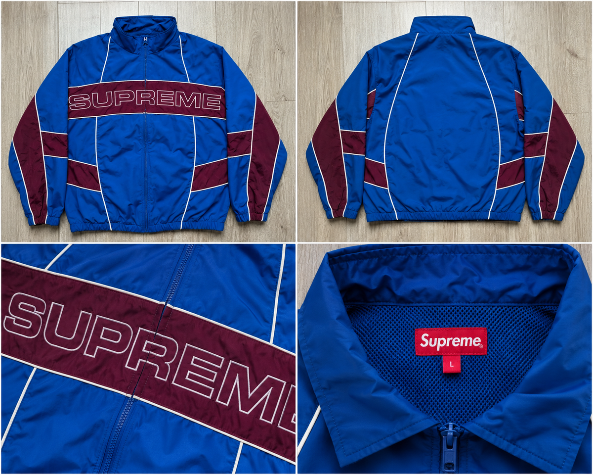 Supreme blå-bordeaux trackjakke