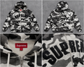 Supreme grå camouflage zip-hoodie med buelogo
