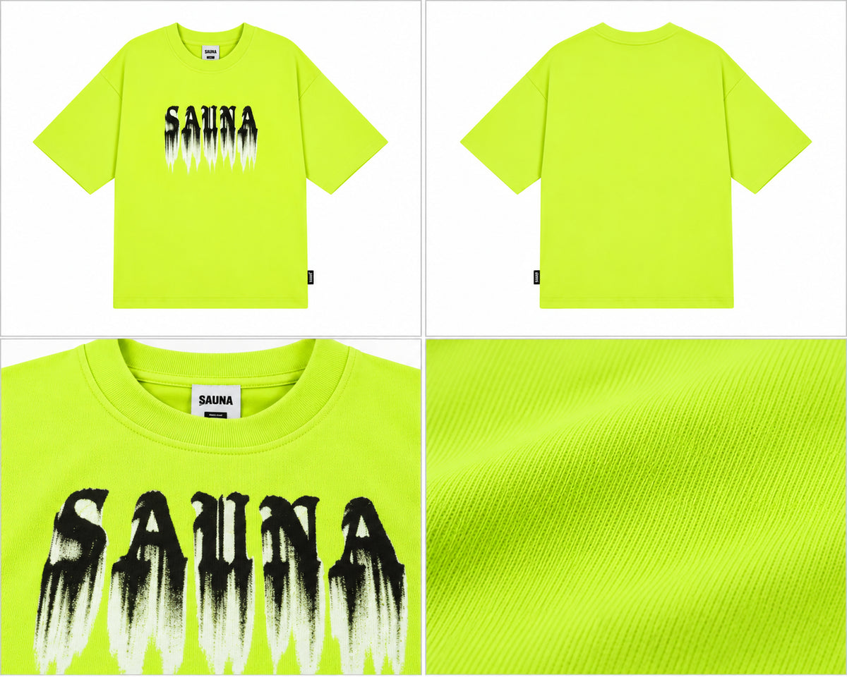 Neongul T-shirt med grafisk print