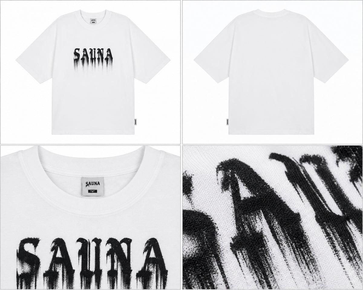 Hvid T-shirt med sort grafisk print
