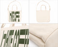 Cremefarvet taske med grønt print