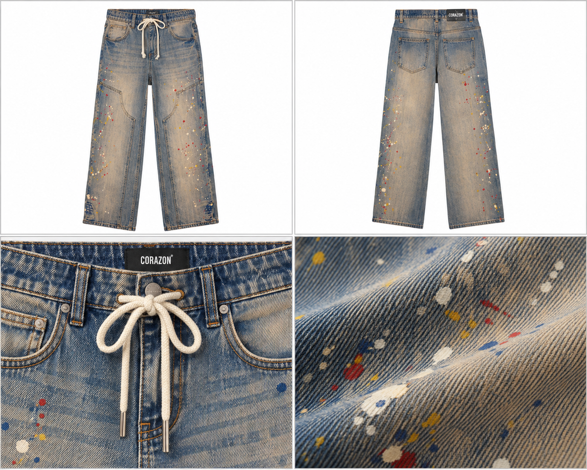 Corazon jeans med farvestænk