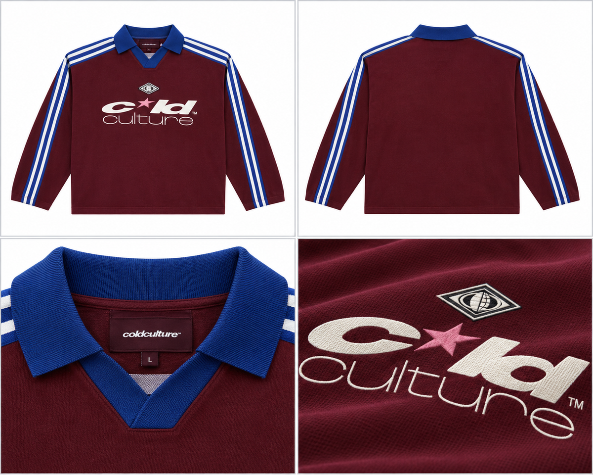 Cold Culture bordeaux sportstrøje med blå detaljer