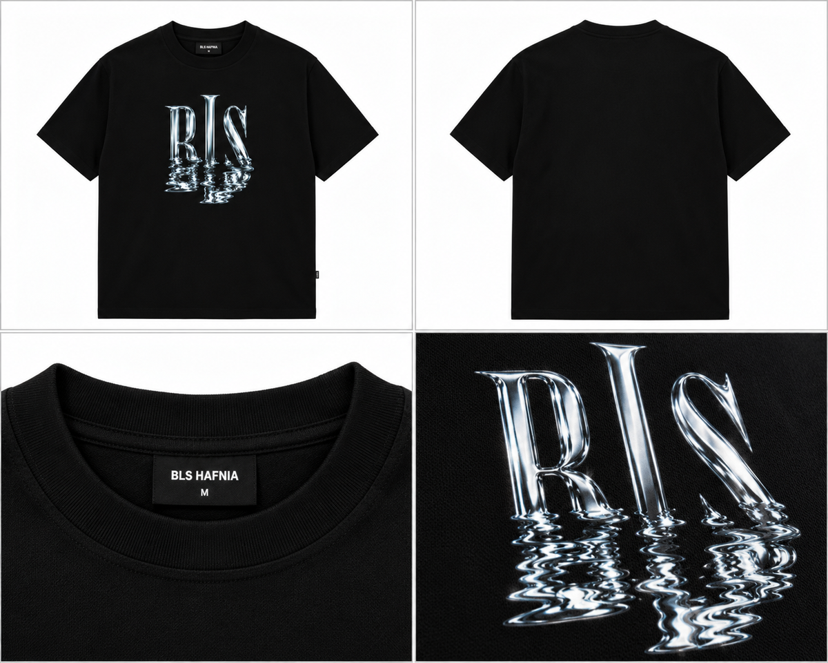 BLS Hafnia sort T-shirt med sølvfarvet print