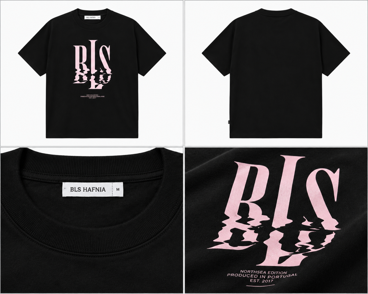BLS Hafnia sort T-shirt med lyserødt print